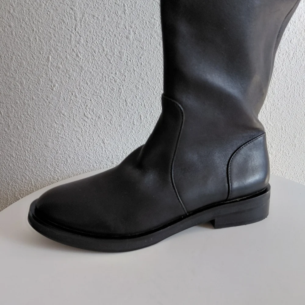 Giani Bini Womens Overs The Knee Riding Black Leather Boots